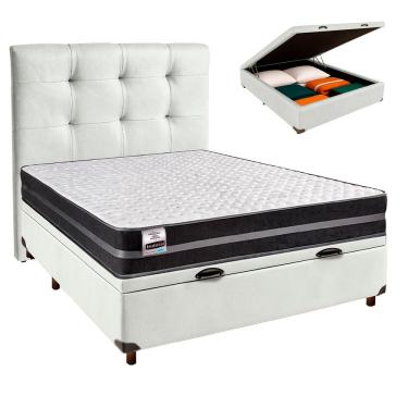 Imagem de Kit Cama Box Bau + Cabeceira + Colchão Casal Molas Ultralastic - Bogota - Inducol