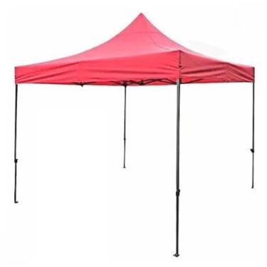 Imagem de Tenda Gazebo Sanfonada 3x3 Articulada Reforçada, Barraca de Praia Retrátil com Bolsa, Gazebo Mor Impermeável Aço Carbono para Camping, Piscina e Jardim(Cód: 2005 - Vermelho)