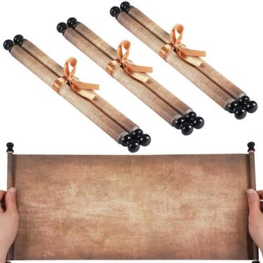 Imagem de Scroll Paper gisgfim 18x40cm Vintage 6 peças com varetas de madeira