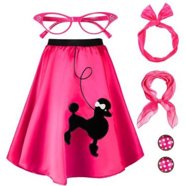 Imagem de Acessórios de fantasia Hicarer, conjunto de saia de poodle rosa dos an