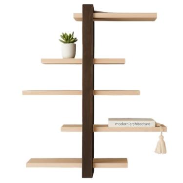 Imagem de Rack Prateleira Suspensa Nicho C/5 Andar Madeira Maciça Para Plantas Sala, Quartos e Quintal (3,Mista 2 Cor)