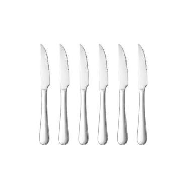 Imagem de Faca de Mesa Serrilhada Aço Inox Talheres Buffet Jogo 6un - CASACHA