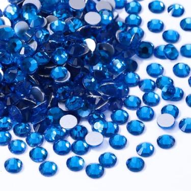 Imagem de Meibite Capri Blue Flatback Strass, strass de vidro para arte e artesanato em unhas, fixação de cola, pedras preciosas de cristal soltas (azul Capri, SS30, 288 peças, 6,4-6,6 mm)