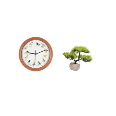 Imagem de Fenteer Relógio de Parede de Pássaro Canoro, árvore de Bonsai Artificial, Relógios de Parede de Pássaros, Relógios Pendurados, Decoração de Plantas Artificiai