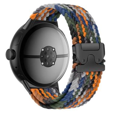 Imagem de Pulseira trançada para Pixel Watch 2 de 41 mm, para Google Pixel Watch/Pixel Watch 3 de 45 mm de 41 mm para homens/mulheres, pulseira esportiva Correa com fivela de paraquedas elástica de nylon