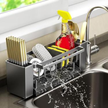 Imagem de 1 escorredor com economia de espaço, suporte de pauzinhos de cozinha doméstica, escorredor de pratos de plástico para balcão de cozinha, 31 x 10,7 cm