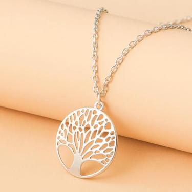 Imagem de 1 colar com pingente de árvore da vida, pingente de árvore, presente de aniversário, presente de aniversário para mulheres, Normal size, Metal, Sem Pedra Preciosa
