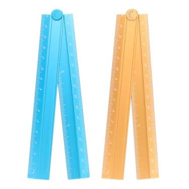 Imagem de Generic 2 réguas retas dobráveis de 30 cm, transferidor métrico de liga de alumínio, régua angular dobrável, ferramenta de medição geométrica com linha angular para escritório de arquiteto, pavão azul
