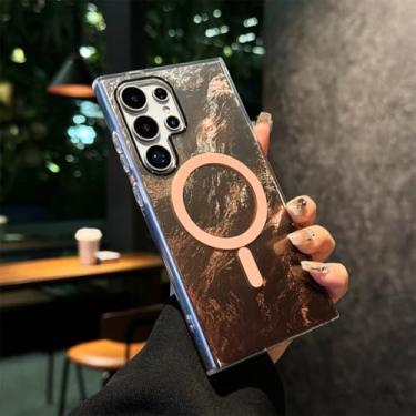 Imagem de Capa Aurora Gradiente para Samsung Galaxy S25 Ultra S24 S22 Plus S23 FE com Laser Magnético e Contraste Colorido (para Samsung S25Ultra/TaiGold)