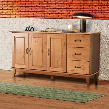 Imagem de Balcão 3 Portas 3 Gavetas Aparador Madeira Maciça Repleta