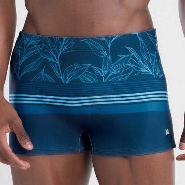 Imagem de Sunga boxer estampada com folhagem e listras - MASH