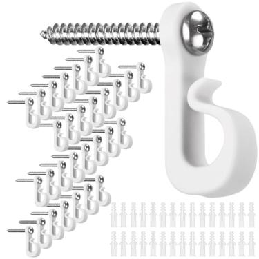 Imagem de SELEWARE Ganchos Q brancos para cordão de luzes ao ar livre, ganchos de luz de Natal rosqueados para pendurar no pátio, luzes de fadas e feriados, 30 peças