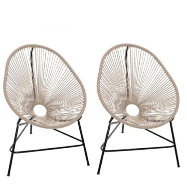 Imagem de Kit Com 2 Cadeiras Acapulco Fio Fibra Sintética Área Externa Varanda Moderna Trançada Resistente Mesa Kit 92 * 70cm(Fen)