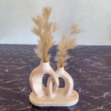 Imagem de Arranjo de Flores Sempre-Vivas Naturais em Vaso Decorativo, 15 cm, Branco com Padrão Art Déco (26)