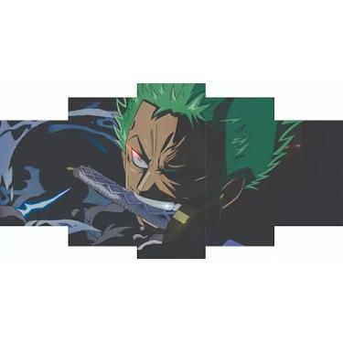 Imagem de Kit quadro decorativo 5 peças 95x60cm Samurai Ataque