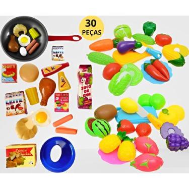 Imagem de Kit Brinquedo Comidinhas Cozinha e mercadinho Frutas, Legumes e acessó
