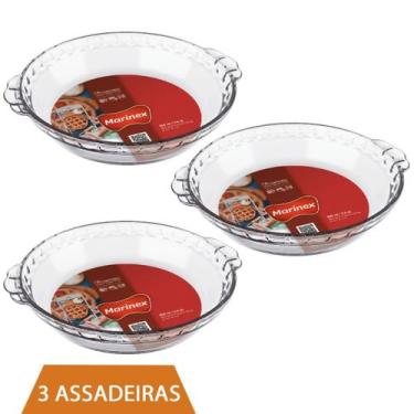 Imagem de Refratário de Vidro Forma Redonda Filetada 600ml Marinex 3Un - NADIR F