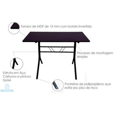 Imagem de Conjunto Jogo De Mesa 70x120 Com 4 Cadeiras Iso Roxa Para Sorveterias 