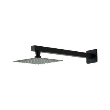 Imagem de Ducha Black 15 Cm Inox Com Braço Parede Matte - AMG Metais
