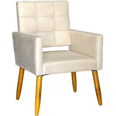 Imagem de Poltrona Decorativa Para Sala Recepção Isa Suede Cores Pé Palito Castanho