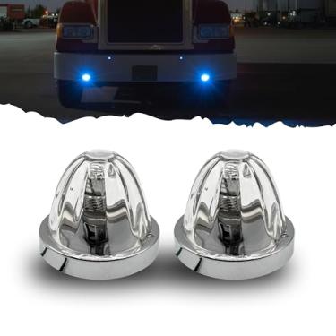 Imagem de All Star Truck Parts 2 peças de luzes de melancia, lentes transparentes, azul, LED lateral, seta, para-choque, limpador de ar sob luzes brilhantes + substituição do bisel para caminhões Kenworth