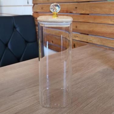 Imagem de Pote Hermético Vidro Tampa de Bambu Quadrado Cristal Porta Mantimentos