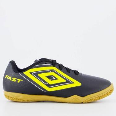 Imagem de Chuteira Umbro Fast II Juvenil Futsal Preta e Amarelo, 36