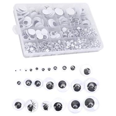 Imagem de Acouto Bonecos e Brinquedos de Olhos Móveis - Conjunto de Olhos de Plástico Preto e Branco Autoadesivos de 1298 Peças Animais de Pelúcia, Fantoches e Projetos de Artesanato Perfeitos