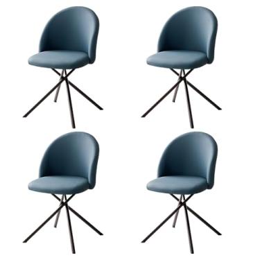 Imagem de Cadeiras de jantar modernas estofadas giratórias com pernas de metal, conjunto de 4 cadeiras de cozinha ergonômicas cinza para sala de estar, sala de jantar, penteadeira