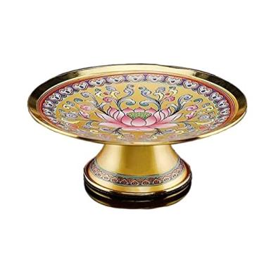 Imagem de Cesta de frutas Cestas de armazenamento de tigela de frutas requintada bandeja de frutas alta pintada padrão de lótus bandeja de sobremesa decorações de casa prato de frutas bandeja de frutas (cor: A