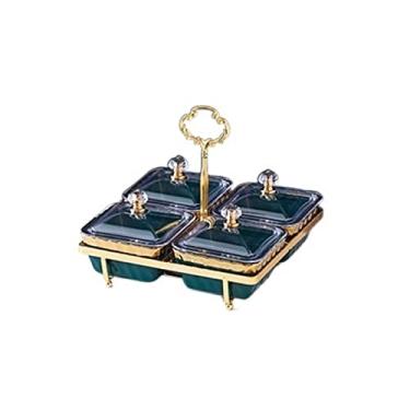 Imagem de Bandeja de frutas sobremesa tigela lanche salada prato de comida lanches nozes bandeja de armazenamento de doces bandeja de talheres com capa conjunto de suporte de bolo de festa (tamanho: pequeno) ()