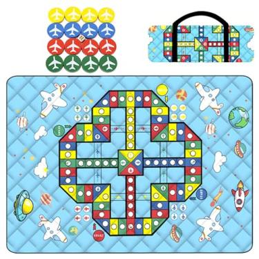 Imagem de Cobertor de praia | Cobertor impermeável ao ar livre - Tapete de xadrez multifuncional dobrável com peças de xadrez para festa em família, jogo de tabuleiro para acampamento na praia