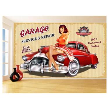 Imagem de Papel De Parede 3D Carro Antigo Hot Rod Pin Up 3,5M Cxr81 - Você Decor