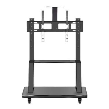 Imagem de FENOKD Suporte universal para TV de 32 TVs de 75 polegadas Carrinho de TV com rodinhas ajustáveis em altura com prateleira de mídia e rodas comporta suporte de TV de até 129 kg e suporte de montagem