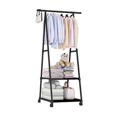 Imagem de LULUMAIC Arara para roupas, cabide de polo único, suporte para pendurar roupas, cabideiro para corredor, quarto, loja de varejo/rosa (preto)