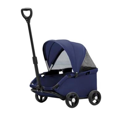 Imagem de Fxzqgnh Carrinho de Passeio Dobrável para Cães E Gatos com 4 Rodas, Respirável E Ideal para Viagens. Perfeito para Cães, Filhotes E Gatos, azul