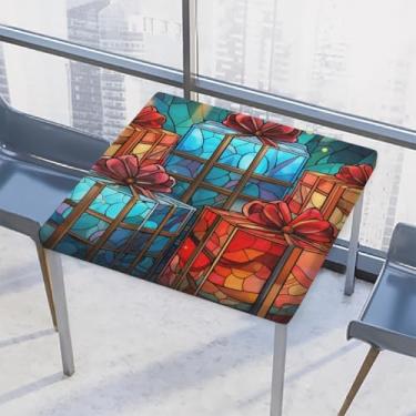 Imagem de hongjinglin Toalha de mesa quadrada para uso ao ar livre com borda elástica, capa de mesa quadrada para presente limpável, toalha de mesa de vidro para ambientes externos, ambientes internos, pátio