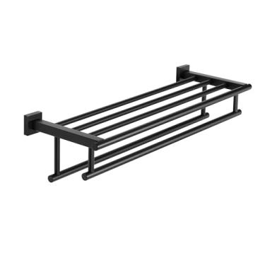 Imagem de SEIDO Toalheiro duplo para banheiro, prateleira de toalha de 71 cm de comprimento com barra de toalha dupla montada na parede, suporte de toalha de banheiro de aço inoxidável SUS 304, suporte de