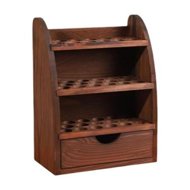 Imagem de Zialofi Garrafas essenciais de óleo de armazenamento de madeira Plataforma de fragrâncias de bastidores de bobina de madeira Plataforma de óleo essencial para
