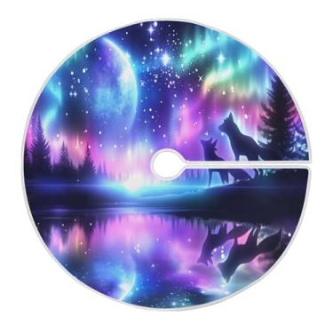 Imagem de ATTX Aurora Boreal Saia de árvore de Natal de lobo 129 cm, decoração festiva para festas de Natal e Ano Novo #216