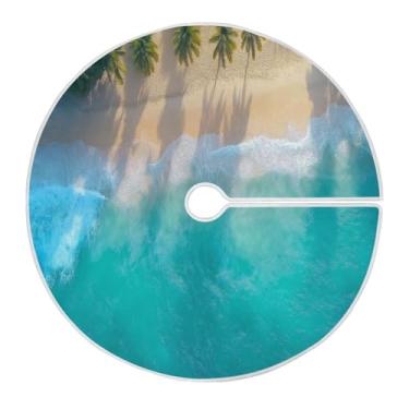 Imagem de Blueangle Saia de árvore de Natal de praia tropical de 120 cm - poliéster macio e resistente a rugas, decoração de férias para festas de Natal, árvore festiva e decoração de casa (611)