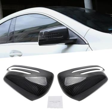 Imagem de KARTONMOTOR Tampas de espelho lateral compatíveis com Mercedes Benz W176 W246 W212 W204 C117 X156 X204 W221 C218 A B C E S CLA GLA GLK padrão de fibra de carbono capa de espelho retrovisor classe 1