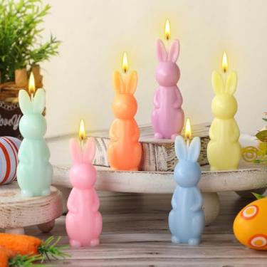 Imagem de DoubleFill 6 velas de coelhinho da Páscoa, pastel, decorações de coelhinho fofo, mesa de coelho de primavera, decoração de casa, lembrancinhas de festa de primavera, centro de mesa