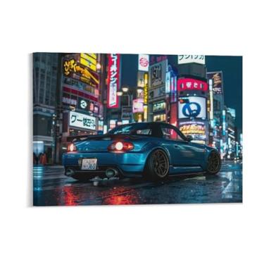 Imagem de HouLaiZhe Tóquio Night Jdm Car S2000 pôsteres em tela estética para quarto decoração de parede pinturas de parede para quarto sala de estar escritório 18 x 24 polegadas (45 x 60 cm)