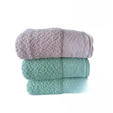 Imagem de Toalha Banho Toalhas de Banho Grandes e Macias 100% AlgodãO Puro Altamente Absorvente AgradáVel ao Toque Adequado para Todos os Tipos de Casas de Banho(Cinza/Verde/Verde)