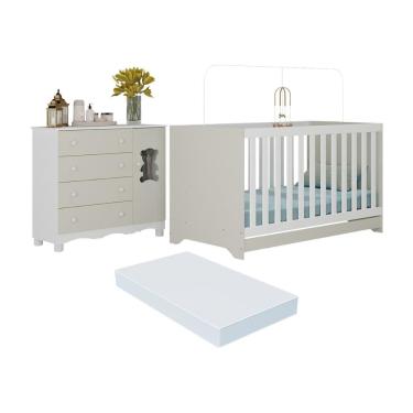 Imagem de Berço Americano 3 em 1 com Colchão Incluso e Cômoda 1 Porta 4 Gavetas Ternura Multimóveis MP4734