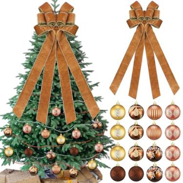 Imagem de VioraWhite Conjunto de decoração de árvore de Natal, 17 peças, grande, enfeite de árvore de Natal, enfeite de bola de Natal, enfeite de fita, enfeite de bola pendurada para decoração de guirlanda de