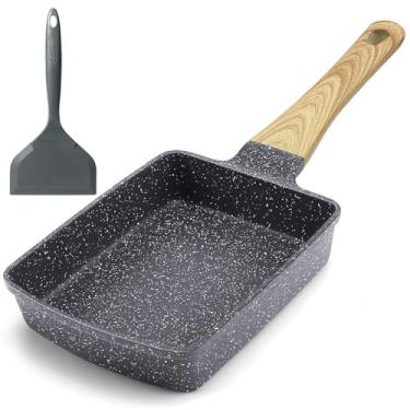 Imagem de GiPP Frigideira de omelete japonesa, frigideira de ovo Tamagoyaki, frigideira antiaderente para ovos, panelas retangulares de granito, sem PFOS e PFOA, cinza