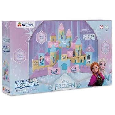 Imagem de Xalingo Blocos de Montar Brincando de Engenheiro Frozen Madeira 70 Peças