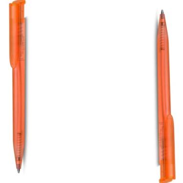 Imagem de Caneta Esferográfica Retrátil, Bambu, Escrita Azul, 25g, Natural com Detalhes, 14cm (Kit 2 Laranja)